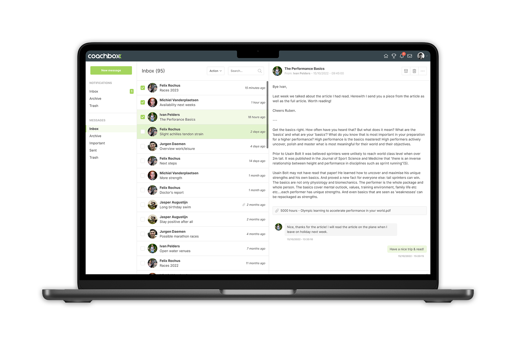 Coachbox communication dashboard